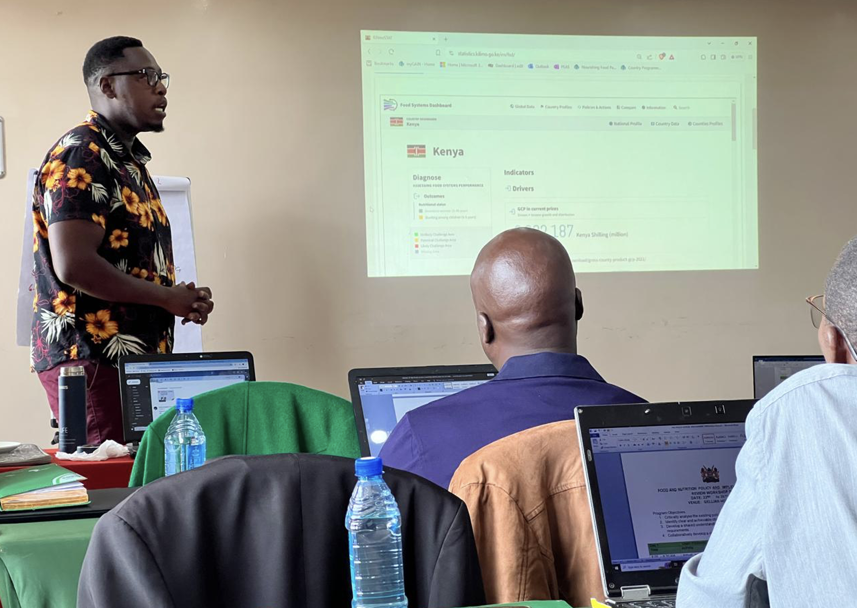 GAIN’s Mark Gachagua presenting on the importance of data in support of food systems transformation, April 2024